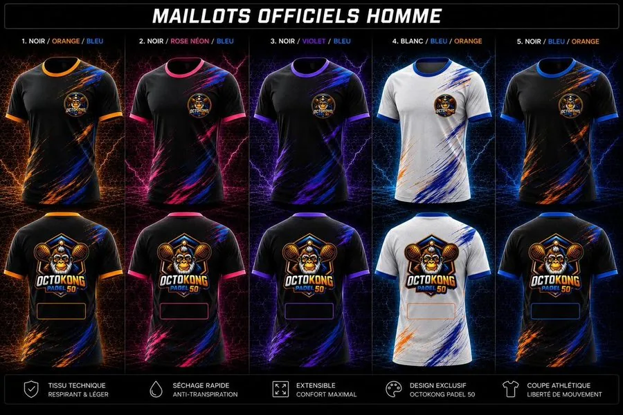 Maillot Homme OctoKong Padel 50 — 5 coloris officiels