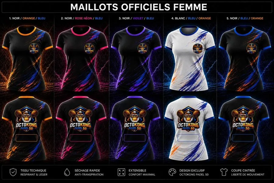 Maillot Femme OctoKong Padel 50 — 5 coloris officiels